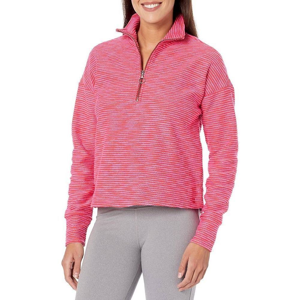 Sweaty Betty Women's Rest Up Textured Half Zip Pullover Sweatshirt Tulip Red 4